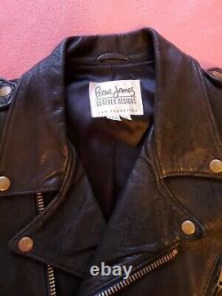 Vintage Men's Black Leather Motorcycle Jacket preowned Size S