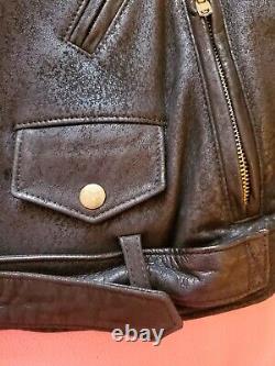 Vintage Men's Black Leather Motorcycle Jacket preowned Size S