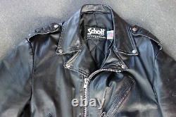 Vintage Men's Black Leather SCHOTT 618 Perfecto Classic Motorcycle Jacket 44