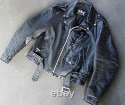 Vintage Men's Black Leather SCHOTT 618 Perfecto Classic Motorcycle Jacket 44