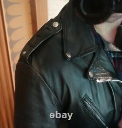 Vintage Men's Black Leather SCHOTT 618 Perfecto Classic Motorcycle Jacket 44