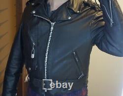 Vintage Men's Black Leather SCHOTT 618 Perfecto Classic Motorcycle Jacket 44