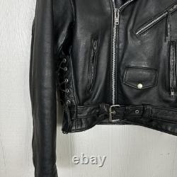 Vintage Men's Classic Motorcycle Leather Jacket Biker 40 Black Distressed