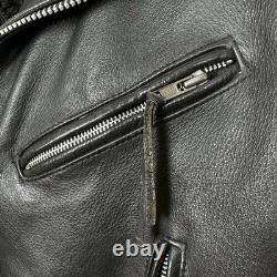 Vintage Men's Classic Motorcycle Leather Jacket Biker 40 Black Distressed