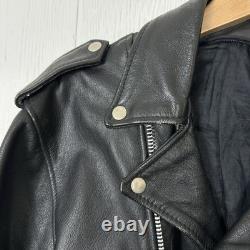 Vintage Men's Classic Motorcycle Leather Jacket Biker 40 Black Distressed