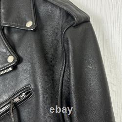 Vintage Men's Classic Motorcycle Leather Jacket Biker 40 Black Distressed