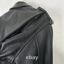 Vintage Men's Classic Motorcycle Leather Jacket Biker 40 Black Distressed
