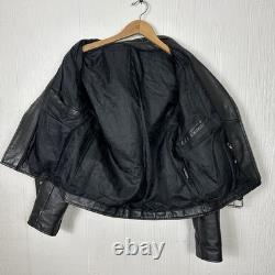 Vintage Men's Classic Motorcycle Leather Jacket Biker 40 Black Distressed