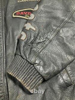 Vintage Men's Davoucci Motorsports Black Leather Motorcycle Jacket 4XL
