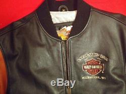 Vintage Men's Harley Davidson Brown & Black Leather Bomber Jacket Milwaukee Med