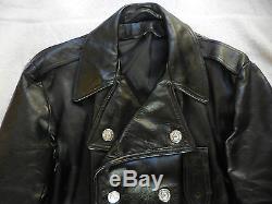 Vintage Men's Horsehide Leather Police Motorcycle Jacket- Med/Large-Very Heavy-