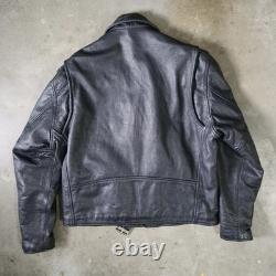 Vintage Men's Leather Biker Jacket Size 48 Z1R Black Asymmetrical Zip up