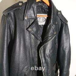 Vintage Men's Leather Biker Jacket Size 48 Z1R Black Asymmetrical Zip up