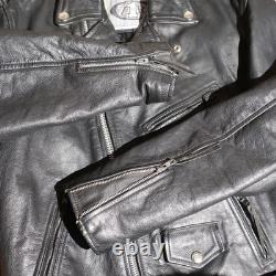 Vintage Men's Leather Biker Jacket Size 48 Z1R Black Asymmetrical Zip up