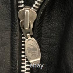 Vintage Men's Leather Biker Jacket Size 48 Z1R Black Asymmetrical Zip up