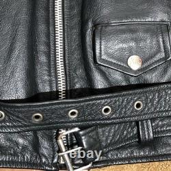 Vintage Men's Leather Biker Jacket Size 48 Z1R Black Asymmetrical Zip up