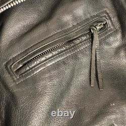 Vintage Men's Leather Biker Jacket Size 48 Z1R Black Asymmetrical Zip up