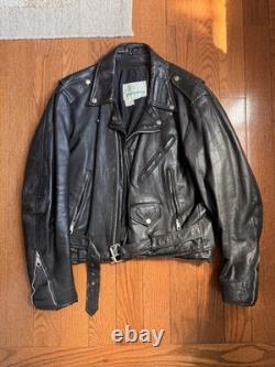 Vintage Men's Leather Motorcycle Jacket Black 46R Large