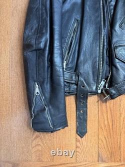 Vintage Men's Leather Motorcycle Jacket Black 46R Large