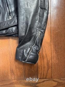 Vintage Men's Leather Motorcycle Jacket Black 46R Large