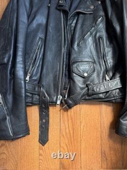 Vintage Men's Leather Motorcycle Jacket Black 46R Large Vintage Men's Leather Motorcycle Jacket Black 46R Large