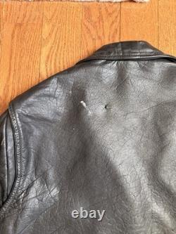 Vintage Men's Leather Motorcycle Jacket Black 46R Large