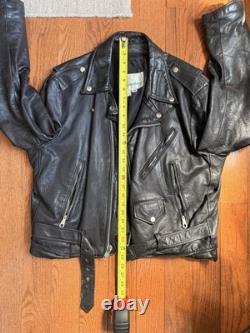 Vintage Men's Leather Motorcycle Jacket Black 46R Large
