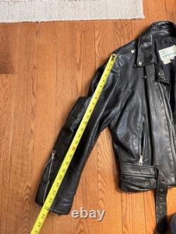 Vintage Men's Leather Motorcycle Jacket Black 46R Large