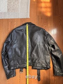 Vintage Men's Leather Motorcycle Jacket Black 46R Large