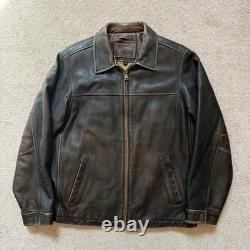 Vintage Men's M/L Sonoma Genuine Leather Heavy Jacket Dark Brown, Used