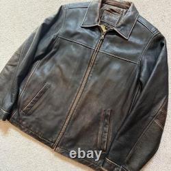 Vintage Men's M/L Sonoma Genuine Leather Heavy Jacket Dark Brown, Used