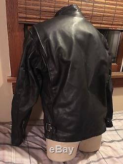 Vintage Men's Schott Cafe Racer Black Leather Motorcycle Jacket Size 40 with Liner
