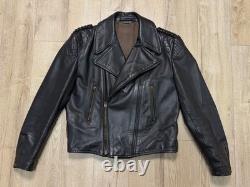 Vintage Mens 1960-70s German Leather Jacket Motorcycle Biker ZIPP Zipper Quilted