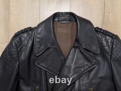 Vintage Mens 1960-70s German Leather Jacket Motorcycle Biker ZIPP Zipper Quilted