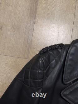 Vintage Mens 1960-70s German Leather Jacket Motorcycle Biker ZIPP Zipper Quilted