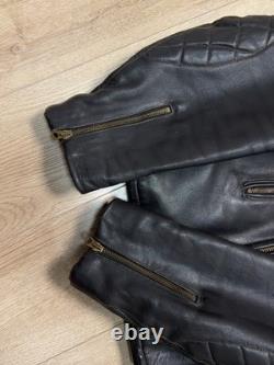 Vintage Mens 1960-70s German Leather Jacket Motorcycle Biker ZIPP Zipper Quilted