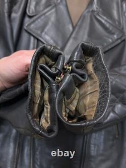 Vintage Mens 1960-70s German Leather Jacket Motorcycle Biker ZIPP Zipper Quilted