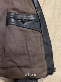 Vintage Mens 1960-70s German Leather Jacket Motorcycle Biker ZIPP Zipper Quilted