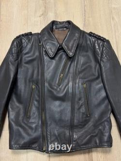 Vintage Mens 1960-70s German Leather Jacket Motorcycle Biker ZIPP Zipper Quilted