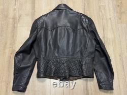 Vintage Mens 1960-70s German Leather Jacket Motorcycle Biker ZIPP Zipper Quilted