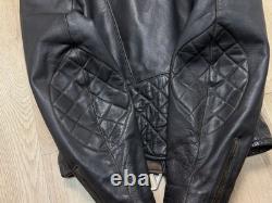 Vintage Mens 1960-70s German Leather Jacket Motorcycle Biker ZIPP Zipper Quilted