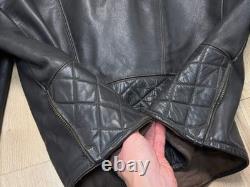 Vintage Mens 1960-70s German Leather Jacket Motorcycle Biker ZIPP Zipper Quilted