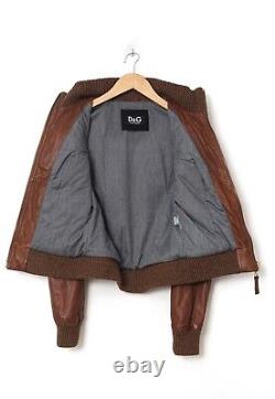 Vintage Mens DOLCE & GABBANA Biker Jacket Coat Leather Brown Size 34 44 XS