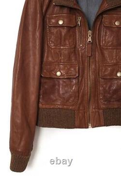 Vintage Mens DOLCE & GABBANA Biker Jacket Coat Leather Brown Size 34 44 XS