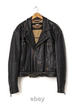 Vintage Mens HARLEY DAVIDSON Motorcycle Leather Jacket Black Size L