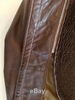 Vintage Mens Schott 46 Brown Leather Classic Cycle Rider Motorcycle Jacket USA