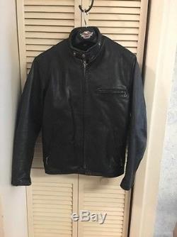 Vintage Mens Schott Nyc 141 Cafe Racer Black Leather Motorcycle Jacket Size 38