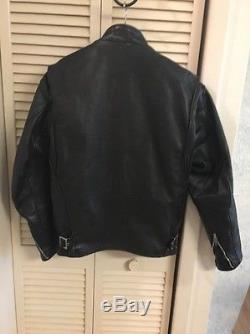 Vintage Mens Schott Nyc 141 Cafe Racer Black Leather Motorcycle Jacket Size 38