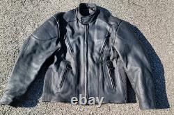 Vintage Mens Unik Ultra Black Leather Motorcycle Biker Liner & Jacket 46