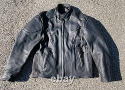 Vintage Mens Unik Ultra Black Leather Motorcycle Biker Liner & Jacket 46
